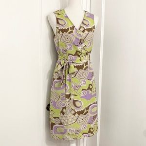 TIBI New York 100% Silk Geometric and Paisley Wrap Dress Size 6